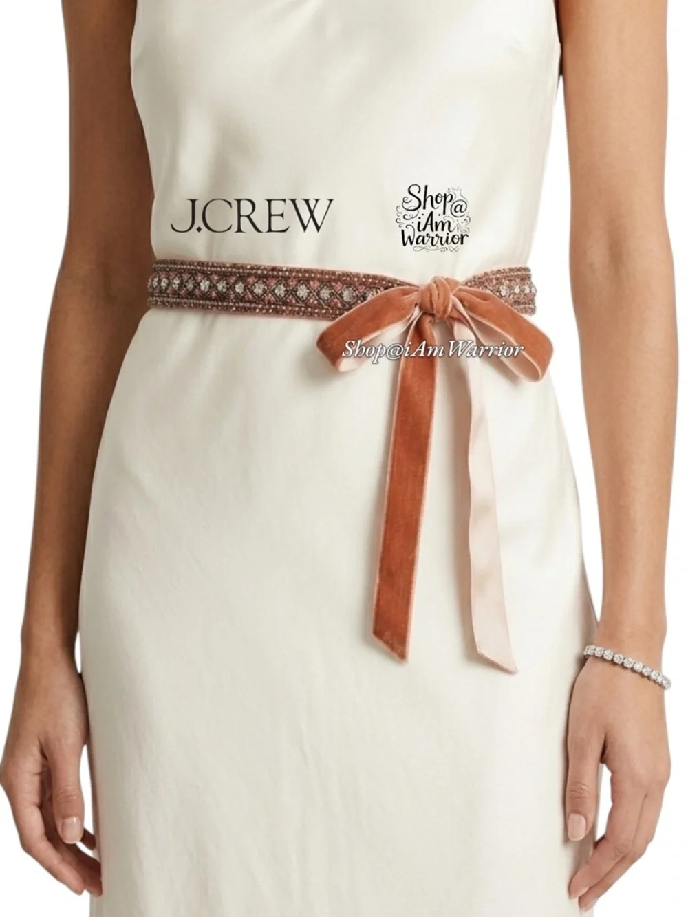 J.Crew NWOT beaded blush velvet sash belt *shop@iamwarrior